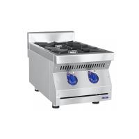 Плита газовая настольная, нерж.ст., 2 горелки, 40x70x37 см