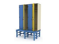 Шкаф для одежды, покрытие пластик hpl (4 секции, скамья)