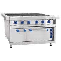 Плита электрическая на подставке, нерж.ст, 6 конфорок, духовка, 126,5(147,5)x85x86 см